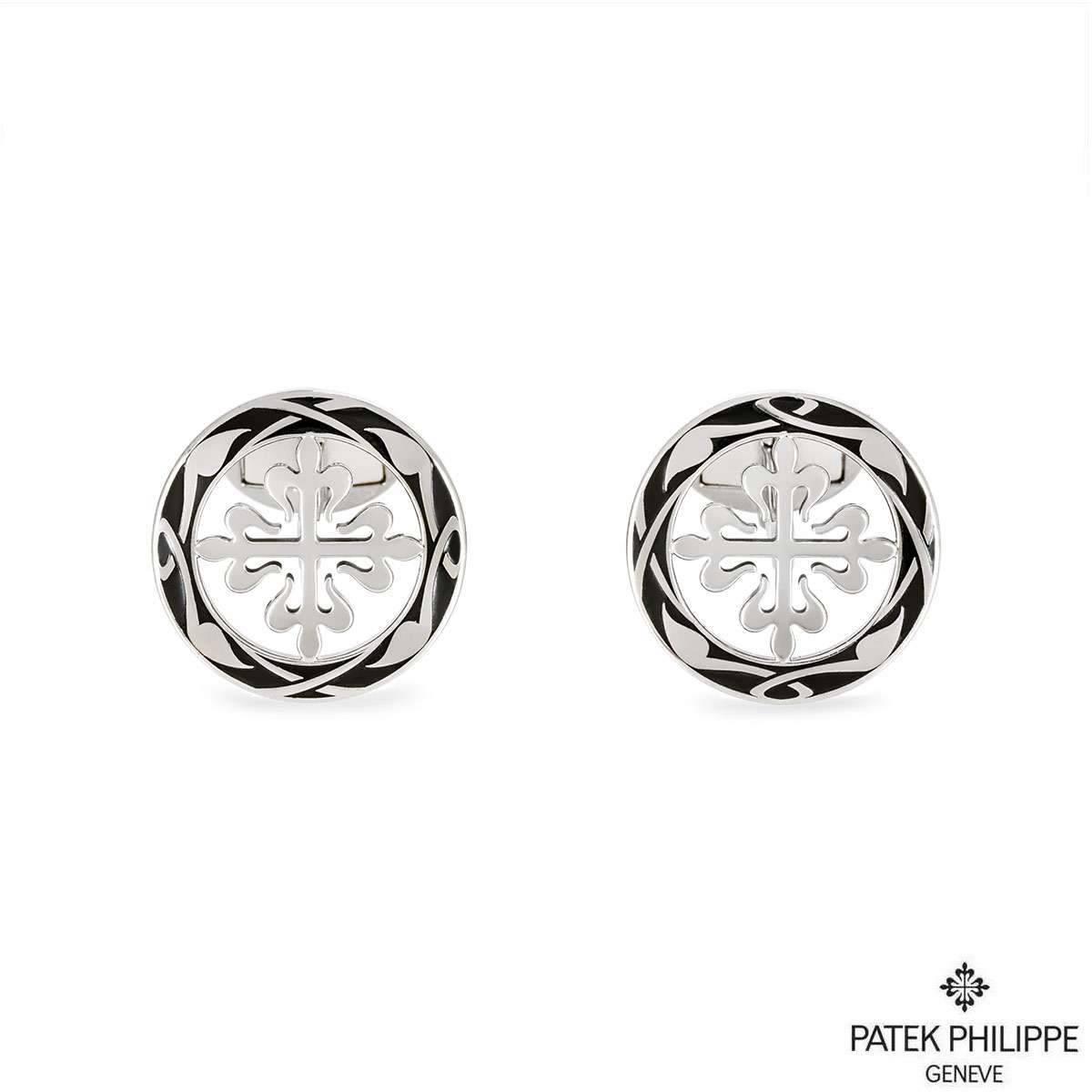 Patek Philippe White Gold & Enamel Calatrava Cross Cufflinks 205.9088/100G-001 Patek Philippe White Gold & Enamel Calatrava Cross Cufflinks 205.9088/100G-001